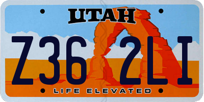 UT license plate Z362LI