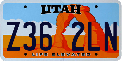 UT license plate Z362LN