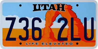 UT license plate Z362LU