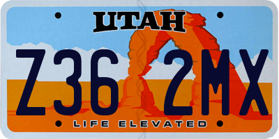 UT license plate Z362MX