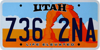 UT license plate Z362NA