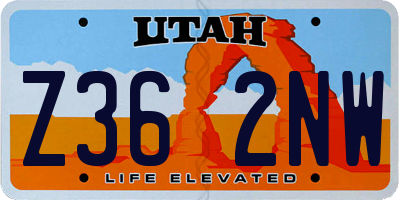 UT license plate Z362NW