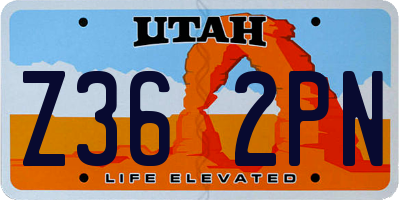 UT license plate Z362PN
