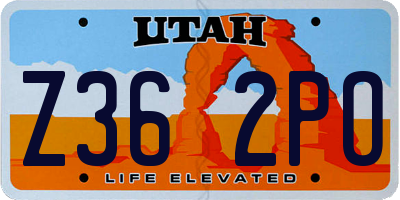 UT license plate Z362PO