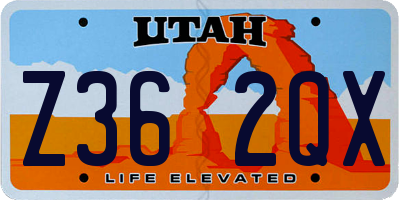UT license plate Z362QX