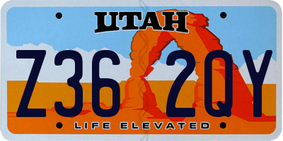 UT license plate Z362QY