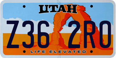 UT license plate Z362RO