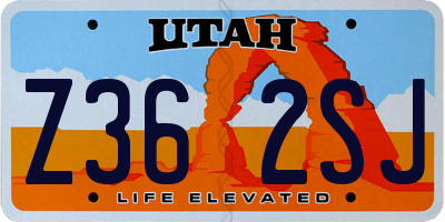 UT license plate Z362SJ