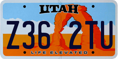 UT license plate Z362TU