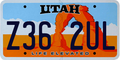 UT license plate Z362UL