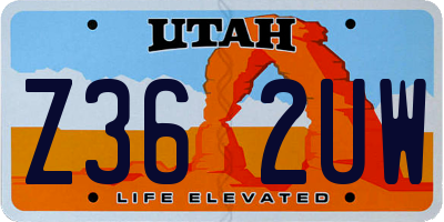 UT license plate Z362UW