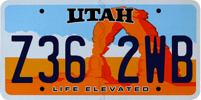 UT license plate Z362WB