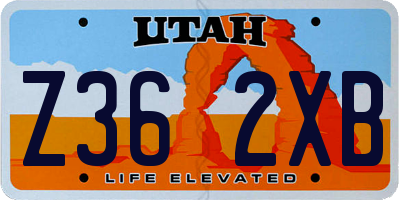 UT license plate Z362XB