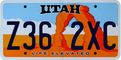 UT license plate Z362XC