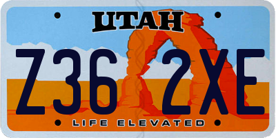 UT license plate Z362XE