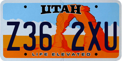 UT license plate Z362XU
