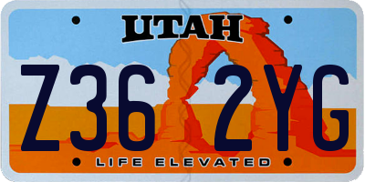 UT license plate Z362YG
