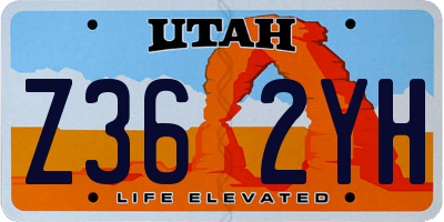 UT license plate Z362YH