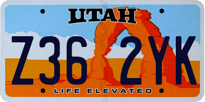 UT license plate Z362YK