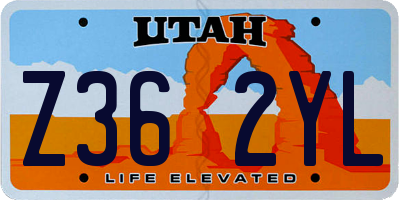 UT license plate Z362YL