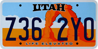 UT license plate Z362YO