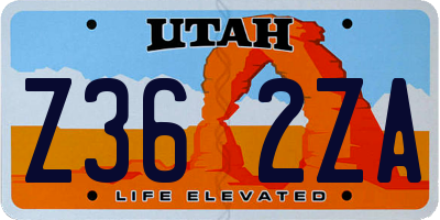 UT license plate Z362ZA