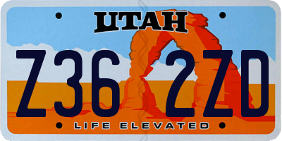 UT license plate Z362ZD