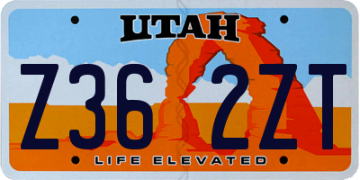 UT license plate Z362ZT