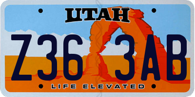 UT license plate Z363AB