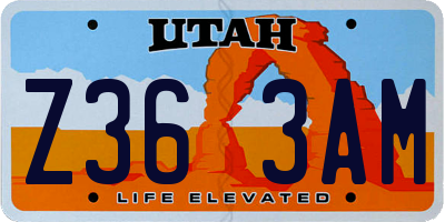 UT license plate Z363AM