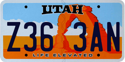 UT license plate Z363AN