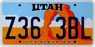 UT license plate Z363BL
