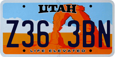 UT license plate Z363BN