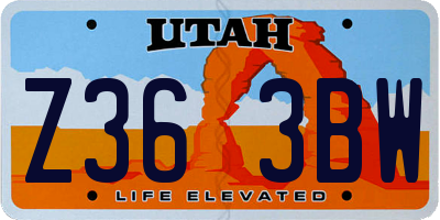 UT license plate Z363BW