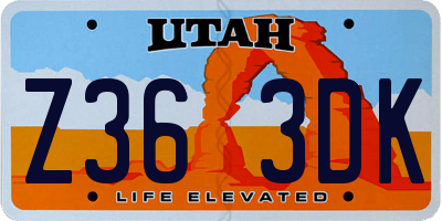 UT license plate Z363DK