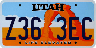 UT license plate Z363EC