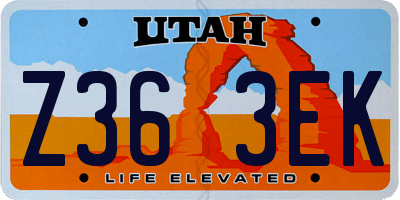 UT license plate Z363EK