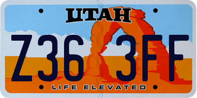 UT license plate Z363FF