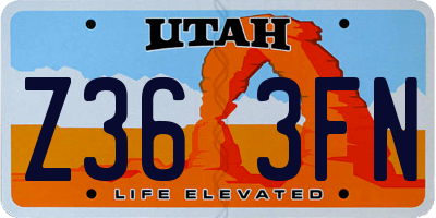 UT license plate Z363FN