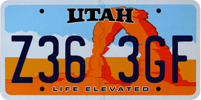UT license plate Z363GF