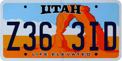UT license plate Z363ID