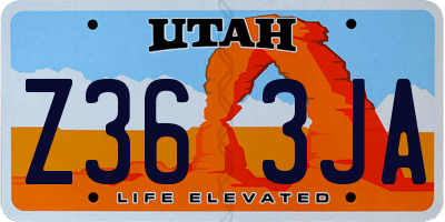 UT license plate Z363JA