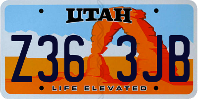 UT license plate Z363JB