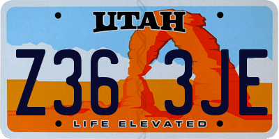 UT license plate Z363JE