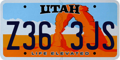 UT license plate Z363JS