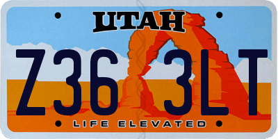 UT license plate Z363LT