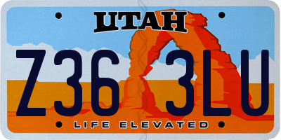 UT license plate Z363LU