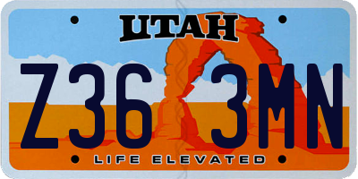 UT license plate Z363MN