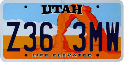 UT license plate Z363MW