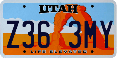 UT license plate Z363MY